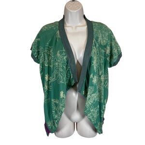 Coven monstera leaf print cardigan sweater beaded boho women’s medium plant mom